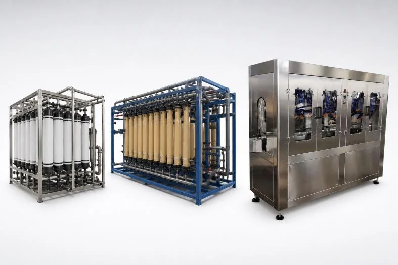 Reverse osmosis and filtration equipment for bottled-water treatment